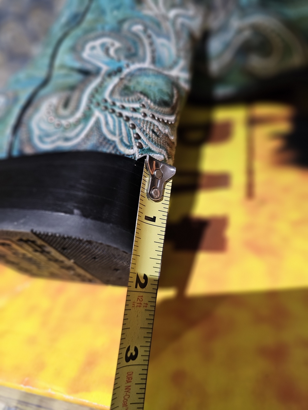 Turquoise Embroidered & Mini Studs Western Heeled Boots - Picture 11 of 12